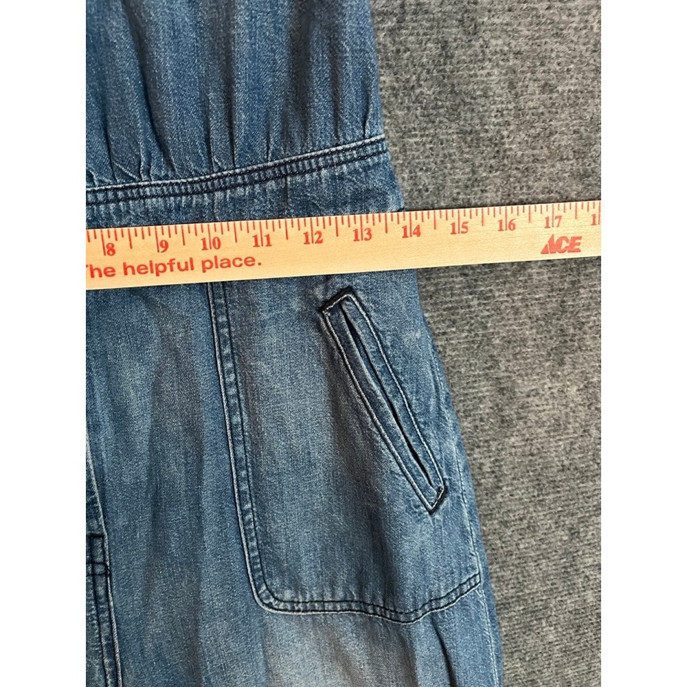 Vintage 7 For All Mankind Denim Jumpsuit Cropped Wide Leg Belted Short Sleeve S - Picture 10 of 16